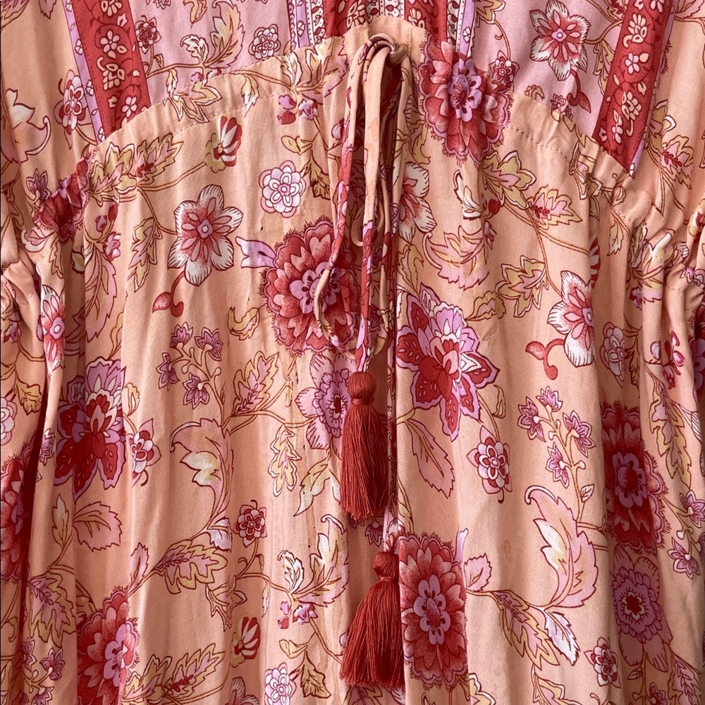 AAKAA|Boho Floral Festival Babydoll Dress withTassel Tie|Medium|GUC minor flaws* - Picture 8 of 8
